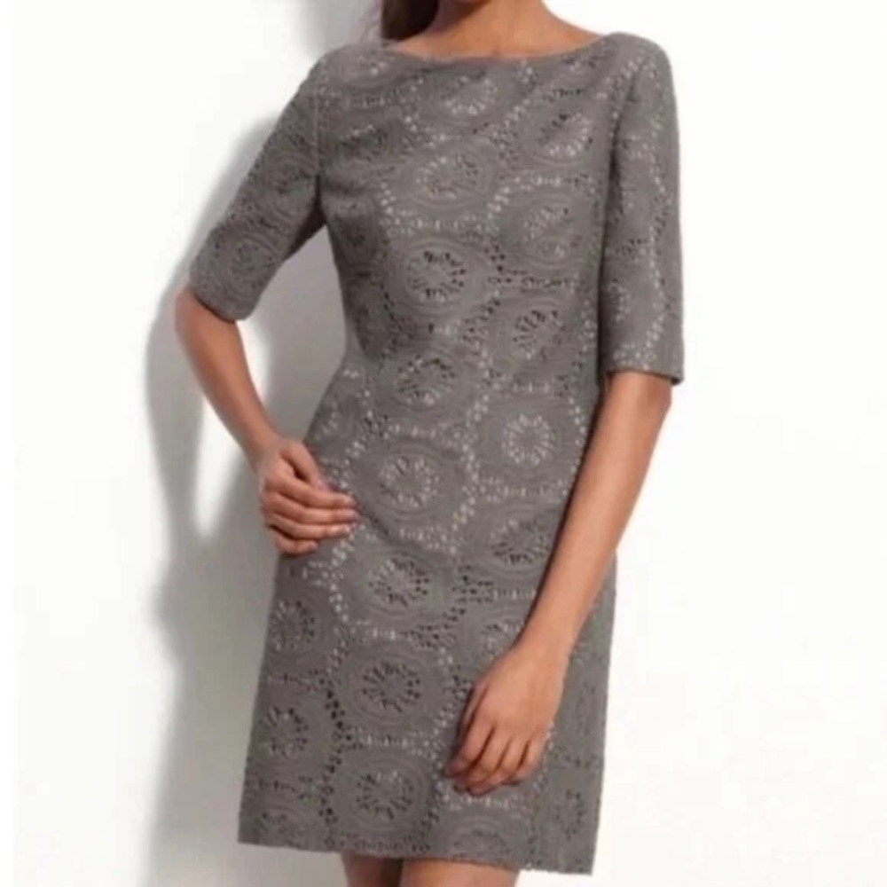 Adrianna Papell Gray Lace Mini Dress